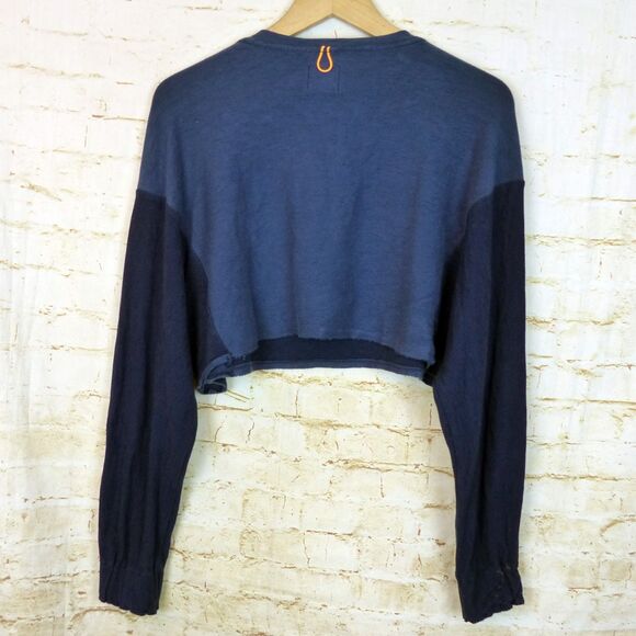Free People Movement Sweatshirt Womens S Blue Boxy Surfside Terrycloth Crop Yoga - Picture 7 of 16